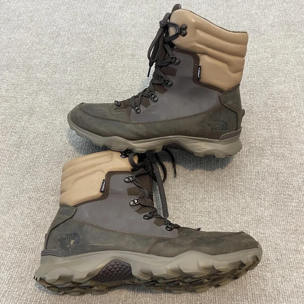 The North Face Snow‎ Boots Mens Size 11.5 Brown Leather Winter NF0A3314 Gorpcore